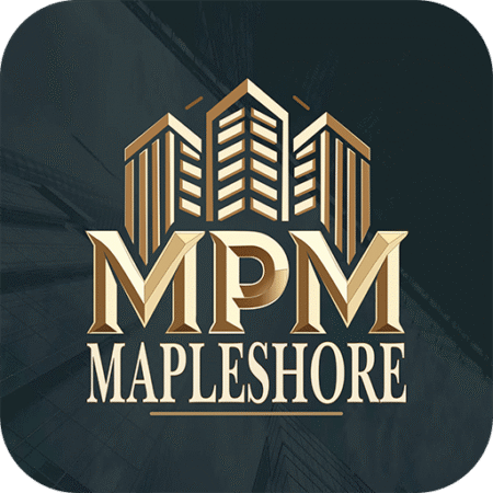 Mapleshore Property Maintenance Logo Mapleshore Property Maintenance logo featuring gold stylized buildings above the bold initials “MPM” and the word “Mapleshore” beneath.